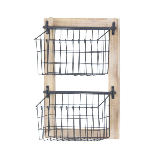 Gracie Oaks Harvin 34" H x 14" W x 4" D Industrial 3Tier Basket Wall